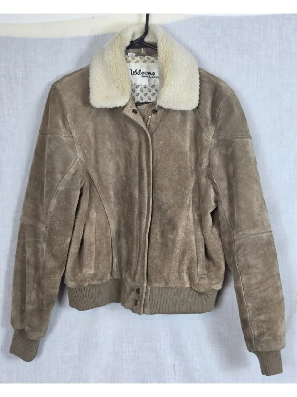 Wilson Leather Bomber Jacket Coat VTG Women's L (12) Unisex Winter Preppy Warm